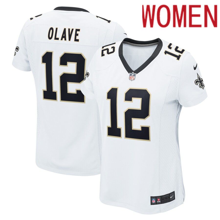 Women New Orleans Saints #12 Chris Olave Nike White Game Player NFL Jersey